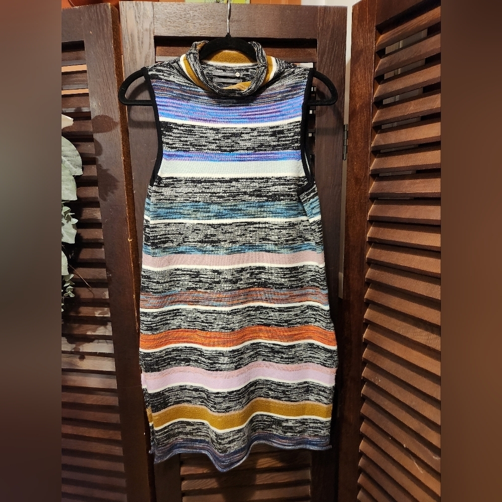 Sleeveless Striped Knit Dress in Multicolor